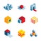 3D world startup idea creative virtual company element logo icons