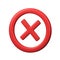 3D Wrong Button in Circle Shape. Red No or Incorrect Sign Render. Red Checkmark. Wrong Choice Concept. Cancel, Error