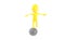 3d yellow character , balancing on a ball