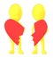 3d yellow character , couple break up ,