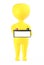 3d yellow character holding a battery with red color positive and black color negative marking