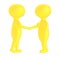 3d yellow character shake handing each other