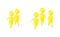 3d yellow characters runners , race in white isolated background