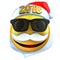 3d yellow emoticon smile with 2018 Christmas hat