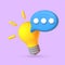 3d yellow lighting bulb icon. 3d vector render simbol ideya solution