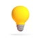 3d yellow lighting bulb icon. 3d vector render simbol ideya solution cartoon style.
