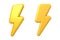3d yellow thunder or lightning flash isolated over white background