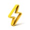 3d yellow thunder or lightning icon isolated on white background with shadow