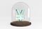 3D yen sign crystal protected under a glass dome