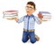3D Young student punished holding books