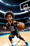 3dcute young basketball player in stadium background. Generative AI