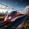 3Drender High speed train on the road to the city