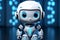 3Drendered adorable robot, AI chat bot, white system design