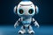 3Drendered adorable robot, AI chat bot, white system design