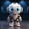 3Drendered adorable robot, AI chat bot, white system design