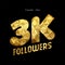 3k gold internet follower number thank you card