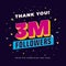 3m followers, three million followers social media post background template. Creative celebration typography design with confetti