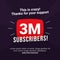 3M subscribers celebration background design. 3 million subscribe