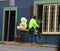 4/12/2020: Pacific Grove, CA.  A cyclist with an Easter chicken on the back of his bike.