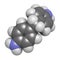 4,4`-methylenedianiline methylenedianiline, MDA molecule. 3D rendering. Suspected carcinogen, on the list of substances of ver