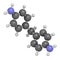 4,4`-methylenedianiline methylenedianiline, MDA molecule. 3D rendering. Suspected carcinogen, on the list of substances of ver