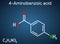 4-Aminobenzoic acid, p-Aminobenzoic acid,  PABA molecule. It is essential nutrient for some bacteria and member of vitamin B