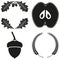 4 black and white harvest silhouette elements set