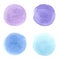 4 color drops of water, consisting ofLight purple, dark purple, light blue all are soft tones on the White Blackground