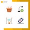 4 Creative Icons Modern Signs and Symbols of basket, holiday, computers, hardware, vacation