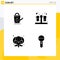 4 Creative Icons Modern Signs and Symbols of bath, vegetable, water, test tubes, mic
