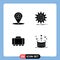 4 Creative Icons Modern Signs and Symbols of map, railroad, location, management, vehicle