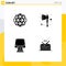 4 Creative Icons Modern Signs and Symbols of qtum, data storage, crypto currency, tomahawk, drum