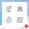 4 Creative Icons Modern Signs and Symbols of target, compass, arrow, wedding, time