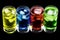 4 Crystal Glasses with 4 Different Coloured Cold Drinks