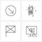 4 Editable Vector Line Icons and Modern Symbols of arrow; monitor; mobile; country; media