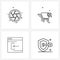 4 Editable Vector Line Icons and Modern Symbols of camera; in; photo; shopping; arrow