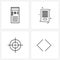 4 Editable Vector Line Icons and Modern Symbols of computer,multimedia, file, goal