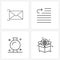 4 Editable Vector Line Icons and Modern Symbols of delivered letter; down; envelope; format; food
