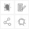 4 Editable Vector Line Icons and Modern Symbols of document, share, text, mobile, network