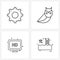 4 Editable Vector Line Icons and Modern Symbols of gear; monitor; engineering; scary; sea side