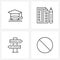 4 Editable Vector Line Icons and Modern Symbols of graduation; location; page; file; road