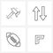 4 Editable Vector Line Icons and Modern Symbols of hammer, sports, tool, down, bottom