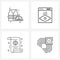 4 Editable Vector Line Icons and Modern Symbols of labour; world; labor; impression; rights