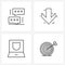 4 Editable Vector Line Icons and Modern Symbols of message, laptop, interface, arrows, shield