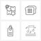 4 Editable Vector Line Icons and Modern Symbols of puzzle, shopping, game, toast, text