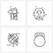 4 Editable Vector Line Icons and Modern Symbols of temp; coordinates; lion; forest; globe