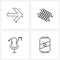 4 Editable Vector Line Icons and Modern Symbols of ui, wedding, bbq, meal, drink
