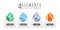 4 elements of nature symbols earth water air and fire with simple water drop icon sign style vector design