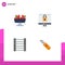 4 Flat Icon concept for Websites Mobile and Apps berry, construction, summer, online, tools