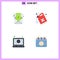 4 Flat Icon concept for Websites Mobile and Apps chat, laptop, email, pollution, play